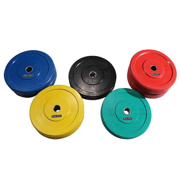 Body Solid Colored Rubber Bumper Weight Plate Set 260 lbs - GymBasis Store