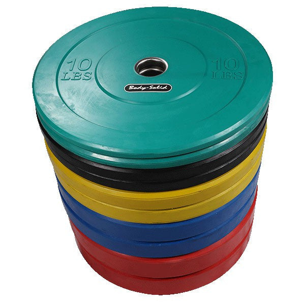 Body Solid Colored Rubber Bumper Weight Plate Set 260 lbs - GymBasis Store