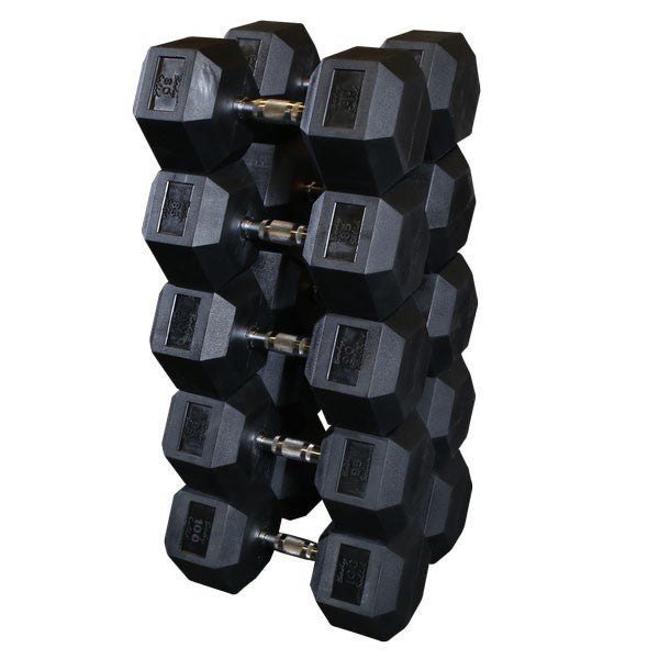 Body Solid 80 to 100 lb Rubber Hex Dumbbell Set (Pairs) - GymBasis Store