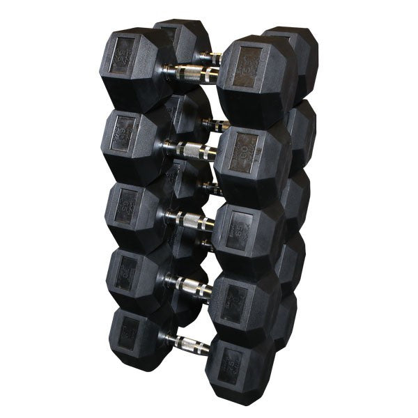 Body Solid 55 to 75 lb Rubber Hex Dumbbell Set (Pairs) - GymBasis Store