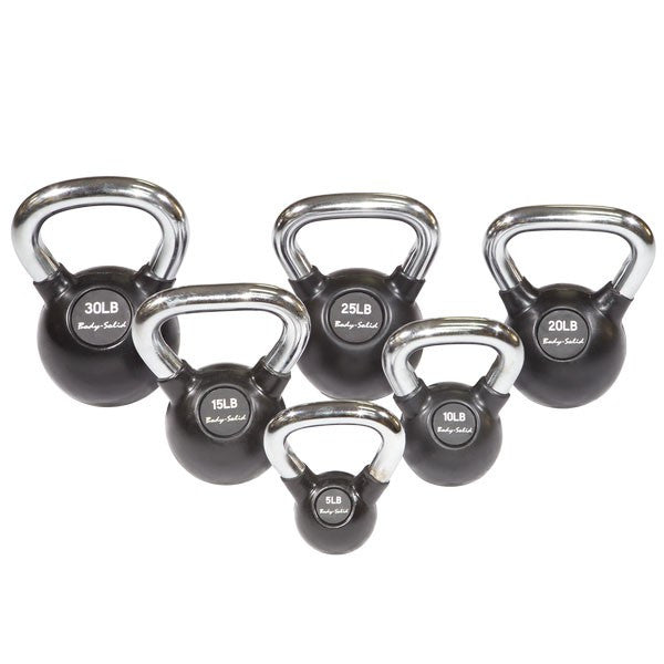 Body Solid 5-30 lb Premium Rubber Coated Kettlebell Set - GymBasis Store