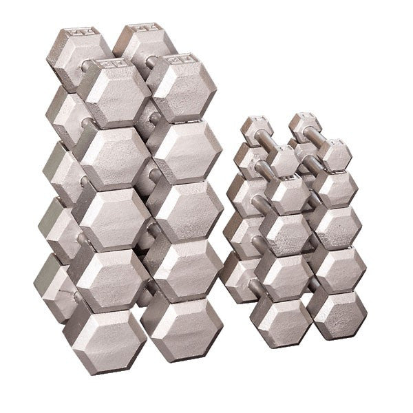 Body Solid 5-30 lb Rubber Coated Hex Dumbbell Set (Pairs) - GymBasis Store