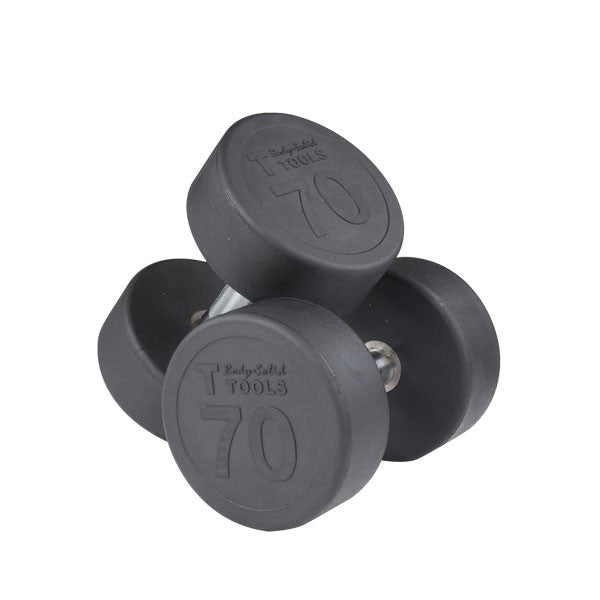 Body Solid 55-75 lb Round Rubber Coated Pro-Style Dumbbell Set - GymBasis Store