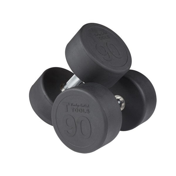 Body Solid 80-100 lb Round Rubber Coated Pro-Style Dumbbell Set - GymBasis Store