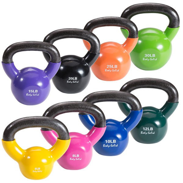 Body Solid 70 lb Vinyl Dipped Kettlebell Set - GymBasis Store