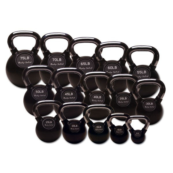 Body Solid 5-75 lb Premium Rubber Coated Kettlebell Set - GymBasis Store