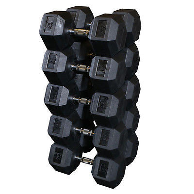 Body-Solid GDR363 Rack with 5-50lb. Rubber Dumbbells - GymBasis Store