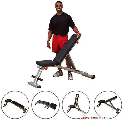 Body-Solid GFID225 Adjustable Folding  Flat/Incline/Decline Multi Bench - GymBasis Store
