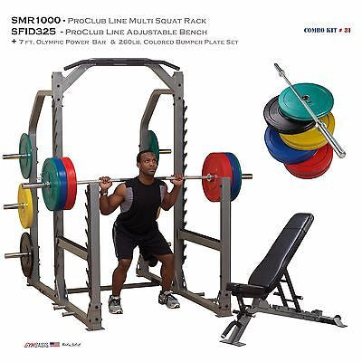 Body-Solid SMR1000 Multi Squat Rack KIT w/ SFID325 | OB86PBS | 260lb. plates - GymBasis Store