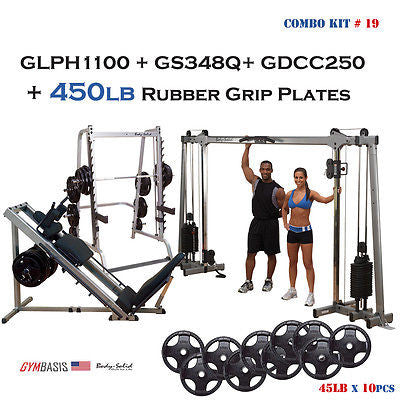 Body-Solid GDCC250 Crossover | GLPH1100 Leg Press, Hack Squat | GS348Q Smith - GymBasis Store