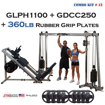 Body-Solid Set: GDCC250 Cable Crossover | GLPH1100 Leg Press 360lb Hack Squat - GymBasis Store