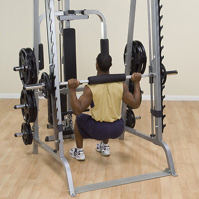 Body-Solid GS348QP4 Smith System + 500 lb Rubber Coated Weight Set - GymBasis Store