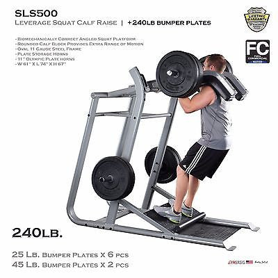BODY-SOLID SLS500 Leverage Squat Calf Raise +240lb rubber bumper plates - GymBasis Store