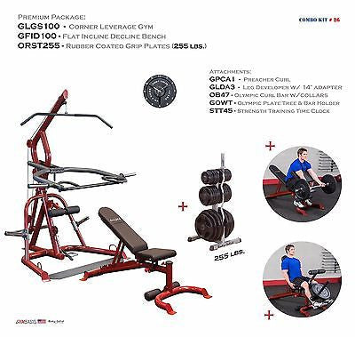 Body-Solid GLGS100P4 Leverage Corner Gym 255lbs plates and attachments - GymBasis Store