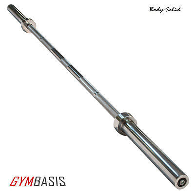 Olympic 7' Barbell weight chrome Bar 2", 44lbs - Body Solid OB86 (600 lbs. cap.) - GymBasis Store