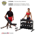 Body-Solid GFID225 Bench, Rubber Dumbbells 5-50lbs., Dumbbell Rack GDR363 - GymBasis Store