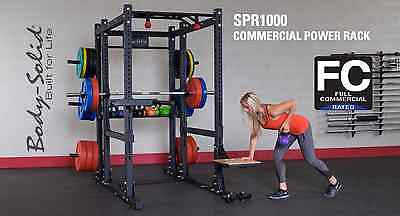 Body-Solid SPR1000 Commercial Power Rack + 260lb. Black Rubber Bumper Plates - GymBasis Store