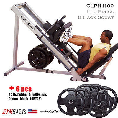 Body Solid GLPH1100 Leg Press / Hack Squat + 270 lb. weight plates - GymBasis Store