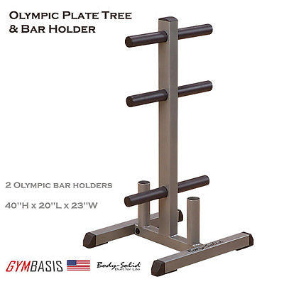 Body Solid GOWT OLYMPIC PLATE TREE & BAR HOLDER Weight Rack - GymBasis Store