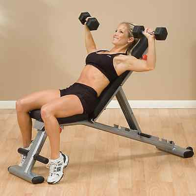Body-Solid GFID225 Bench, Rubber Dumbbells 5-50lbs., Dumbbell Rack GDR363 - GymBasis Store