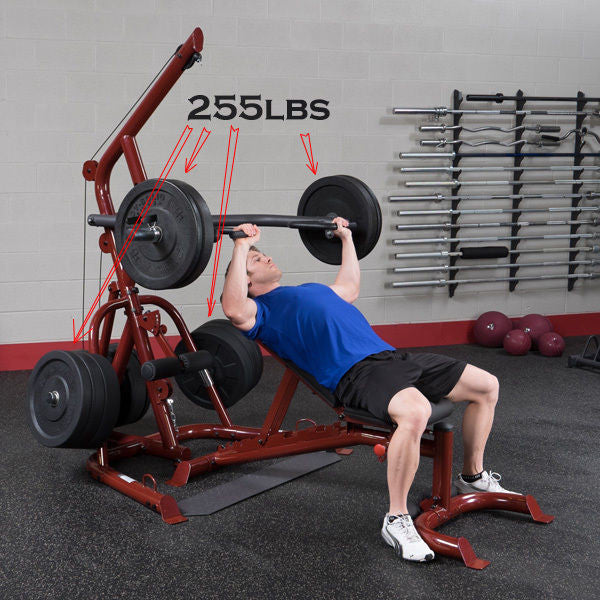 Body-Solid GLGS100P4 Leverage Gym, GFID100 Bench & GLDA3 +455lb Steel Plates - GymBasis Store