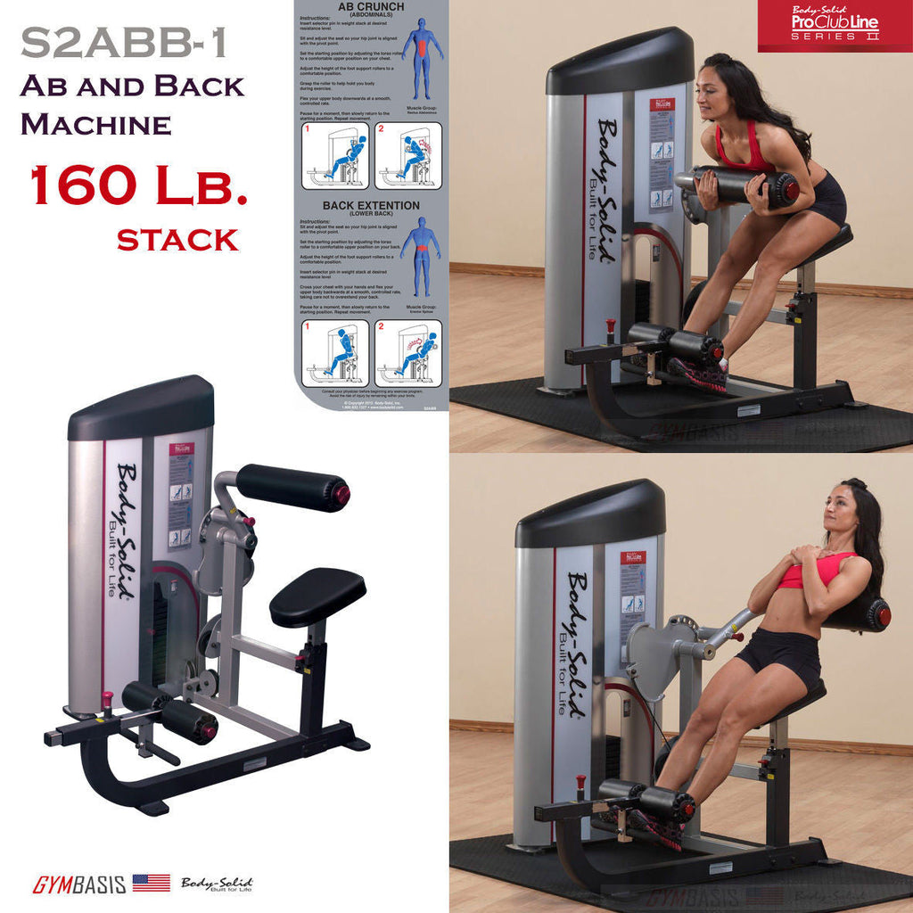 Body-Solid S2ABB/1 Pro Clubline Series II Ab and Back Machine | 160 lb. - GymBasis Store