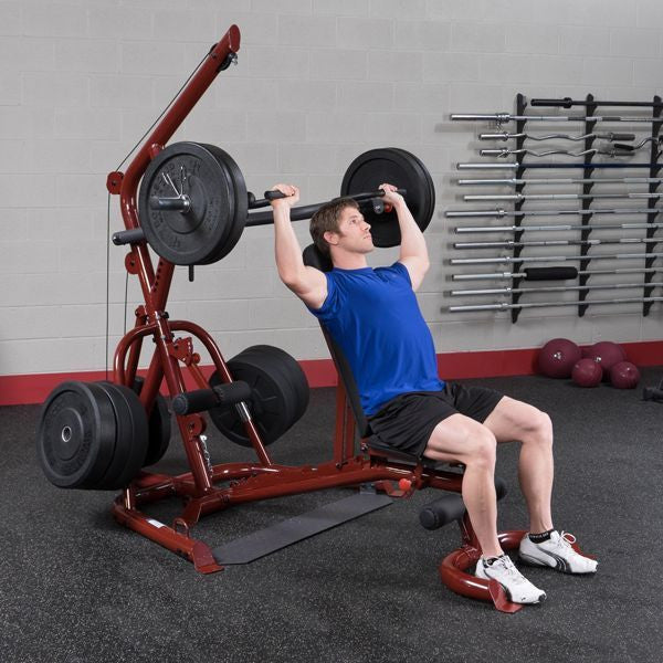 Body Solid GLGS100P4 Plate Loaded Leverage Gym + Bench GFID100 - GymBasis Store