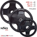 Body-Solid 880 lbs ORT Black Rubber Grip Olympic Plate Set 100 lb. 45 lb. 25 lb - GymBasis Store