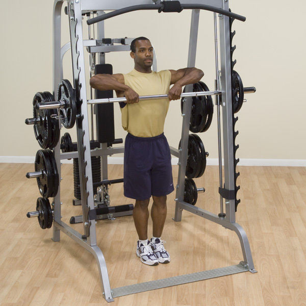Body-Solid Series 7 Smith Complete Gym Package - GS348QP4 - with Black Grip Rubber Weight Set - GymBasis Store