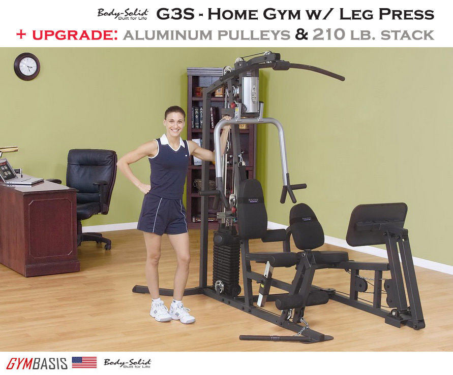 Body-Solid G3S Home Gym w/ Calf Leg Press  | 210lb. stack & aluminum pulleys - GymBasis Store