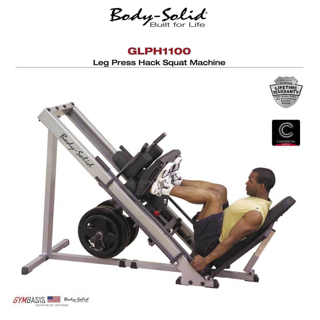 Body-Solid GLPH1100 Leg Press / Hack Squat + 255 lb. rubber grip plates - GymBasis Store