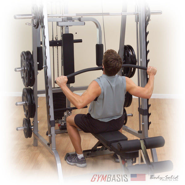 Body Solid GLA348 QS Lat Attachment w red 210lb stack for Series 7 Smith Machine - GymBasis Store