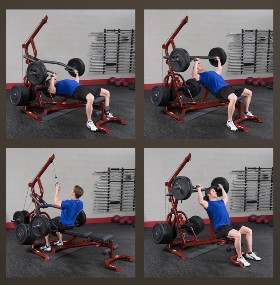 Body Solid GLGS100 Leverage Corner Gym & 255 lbs Colored Rubber Grip Plates - GymBasis Store