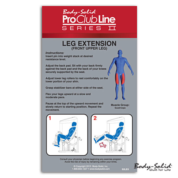 Body-Solid S2LEX/2 - Pro ClubLine Series II Leg Extension 225 lb. stack - GymBasis Store