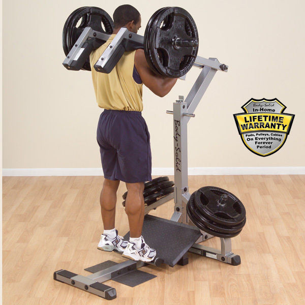 Body-Solid GSCL360 Leverage Squat and Calf Machine & 455 lbs Rubber Grip Plates - GymBasis Store