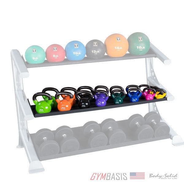 Body-Solid GKRT6 Kettlebell Storage Shelf for use with GDR60 Dumbbell Rack - GymBasis Store