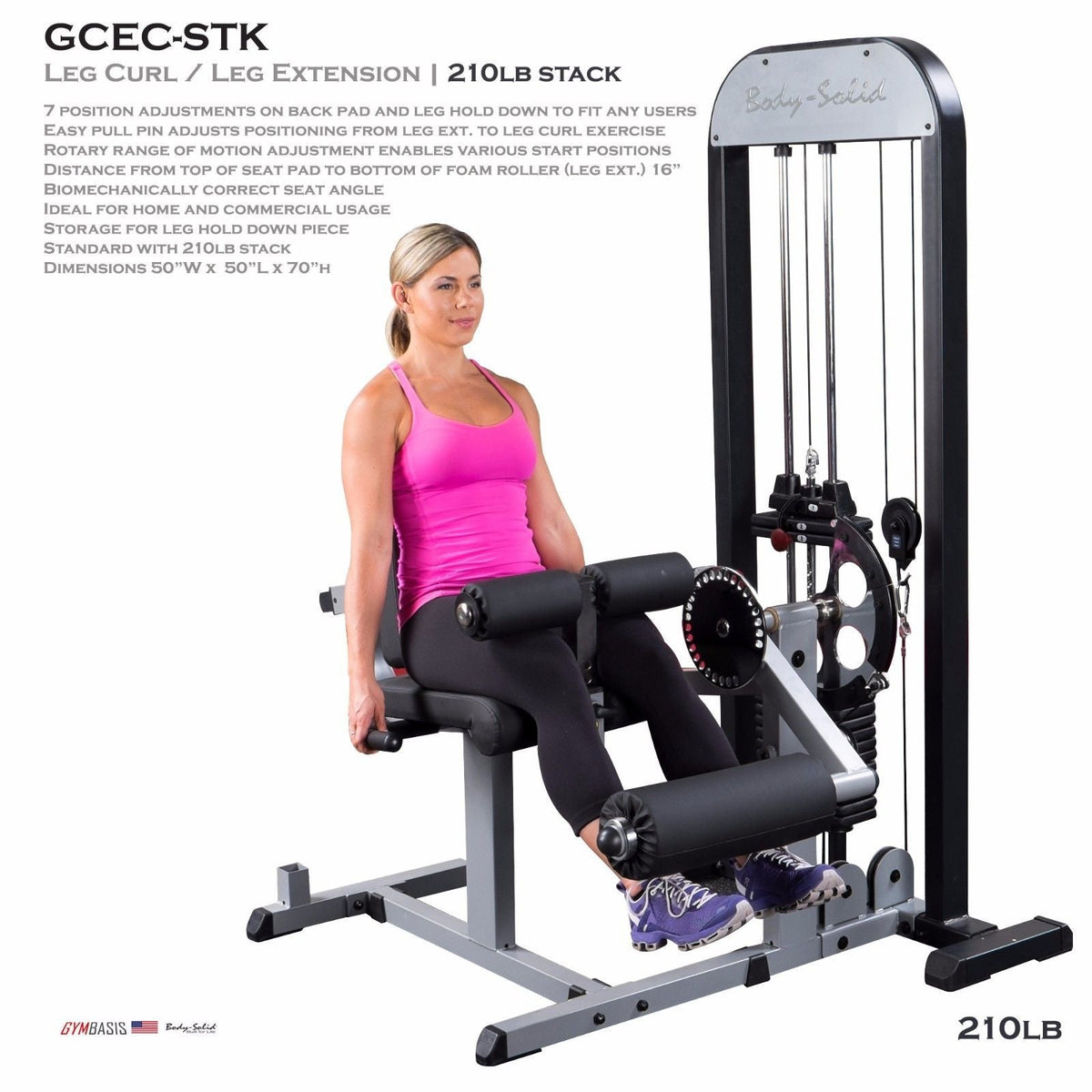 Body-Solid GCEC-STK Pro-Select Leg Curl / Leg Extension | 210 lb stack - GymBasis Store