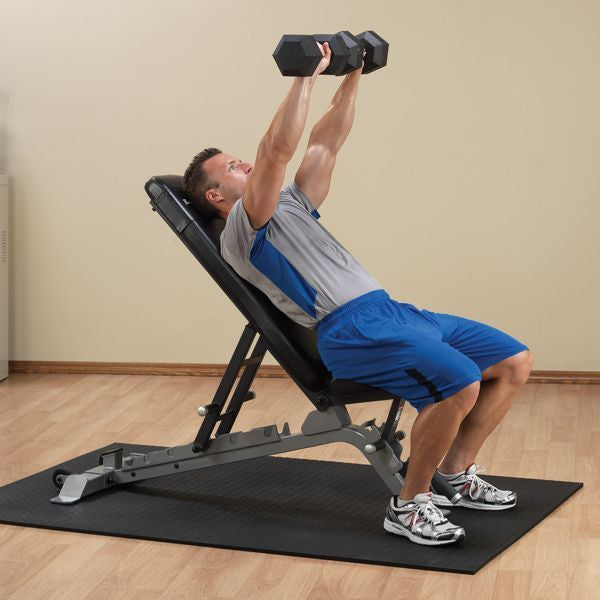 Body-Solid SDIB370 Olympic Bench Rack + 300 lb Rubber Coated Weight Set - GymBasis Store