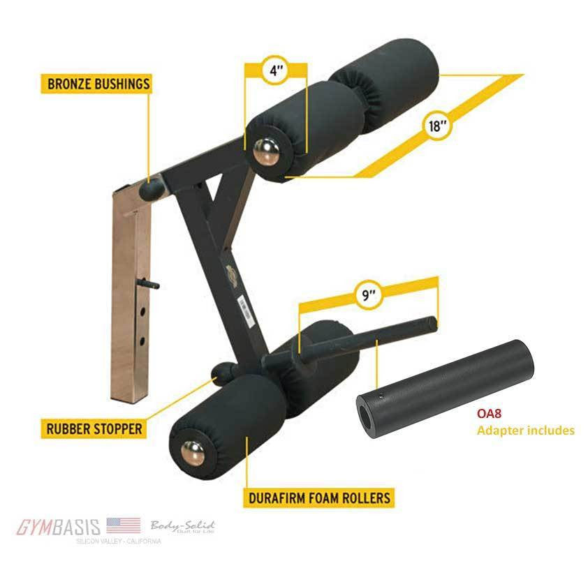 BodySolid GLDA1 Leg Developer Attachment (fits GFID31 PFID130) + Adapter OA8 - GymBasis Store