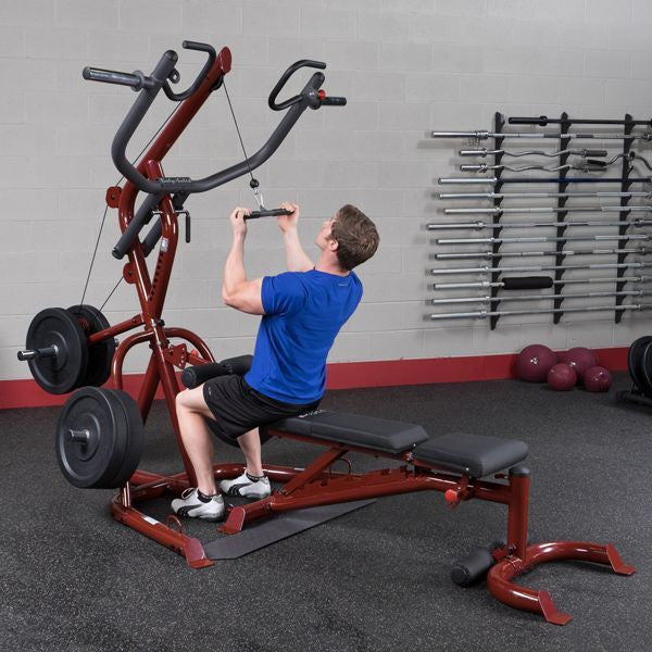 BodySolid GLGS100P4 Corner Leverage Gym & 160 lbs Black Rubber Bumper Plates - GymBasis Store