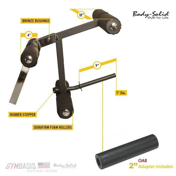 Body-Solid GLDA3 Leg Developer Attachment (#GFID71 / GFID100 only) + Adapter OA8 - GymBasis Store