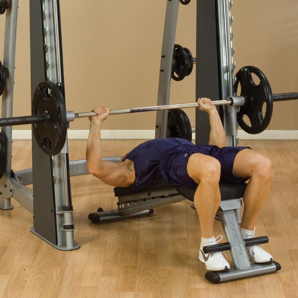 Body-Solid SCB1000 Smith Machine + GFID225 Bench + 255 lb. rubber weight set - GymBasis Store