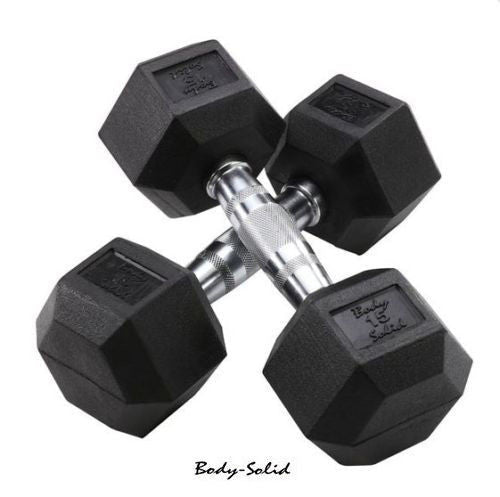 Body-Solid Rubber Coated Hex Dumbbell Pairs, 35-80 lbs, 10 pairs, 1160 lbs total - GymBasis Store