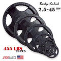 Original Body-Solid Set 455 lbs of Rubber Grip Olympic Weight Plates 2.5-45lb. - GymBasis Store