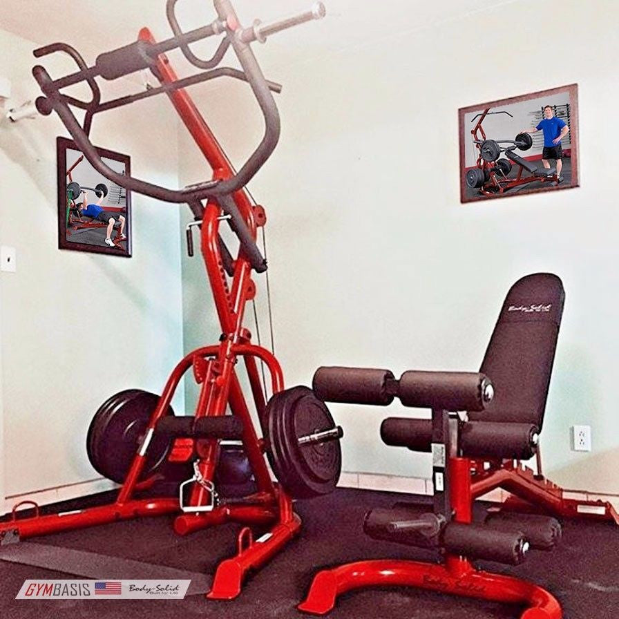 Body-Solid GLGS100P4 Leverage Gym, GFID100 Bench & GLDA3 +355lb Steel Plates - GymBasis Store