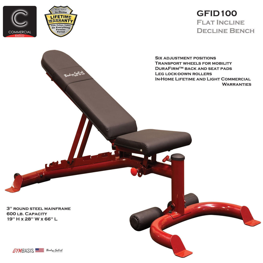 Body-Solid GLGS100P4 Leverage Gym, GFID100 Bench & GLDA3 +255lb Steel Plates - GymBasis Store