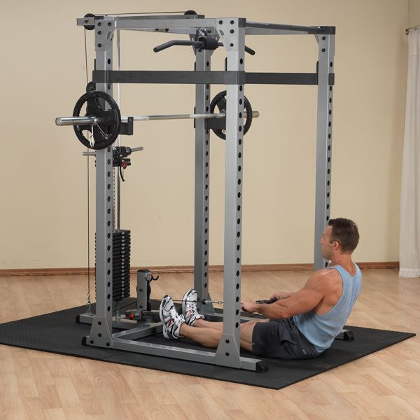 Body Solid GPR378 Power Rack w/ Bench, 300lb Weight Set, Dip Attach, Lat Attach - GymBasis Store