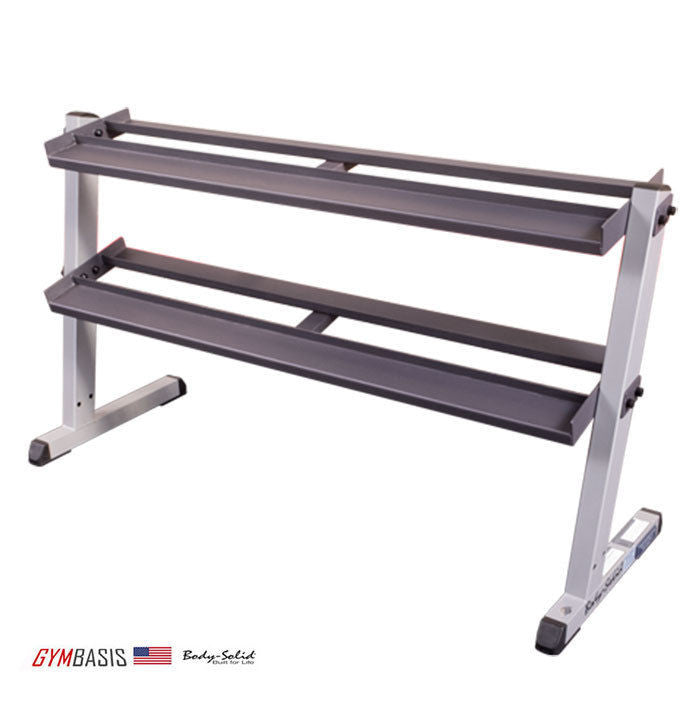 Body-Solid GDR60 2-Tier Horizontal Hex / Round Dumbbell Rack - GymBasis Store