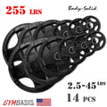 Body-Solid Set 255lbs. of Rubber Grip Olympic Weight Plates 2.5-45lb. - GymBasis Store