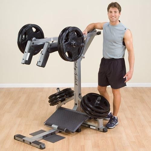 Body-Solid GSCL360 Leverage Squat and Calf Machine & 455 lbs Rubber Grip Plates - GymBasis Store